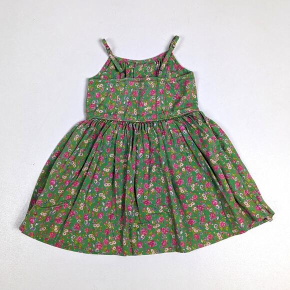 Ralph Lauren Sundress Girls Sz 2T Green Floral Strappy Rose Girly Preppy - Picture 3 of 4